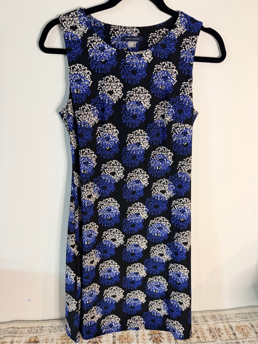 Tommy Hilfiger blue print poly spandex dress